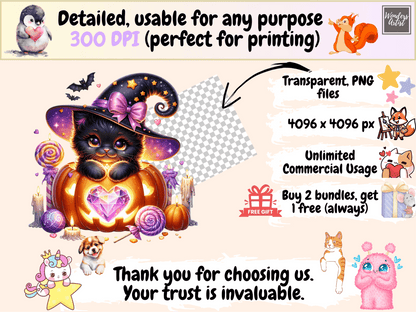 Witch Cats Clipart autopost cat digital art cat graphics - WondersArtist