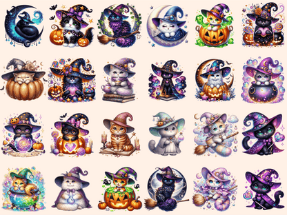 Witch Cats Clipart autopost cat digital art cat graphics - WondersArtist
