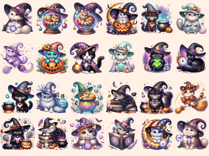 Witch Cats Clipart autopost cat digital art cat graphics - WondersArtist