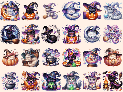 Witch Cats (P2) Clipart autopost cat digital art cat graphics - WondersArtist