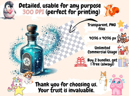 Witch Potions Clipart enchanted design - Wonders Artist