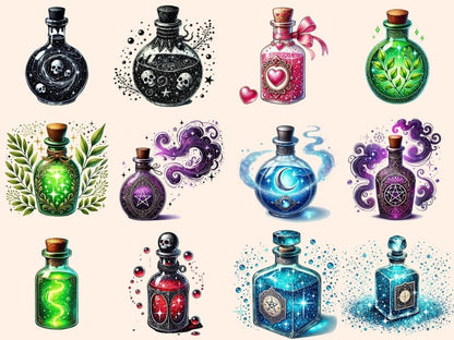 Witch Potions Clipart enchanted design - Wonders Artist