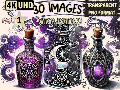 Witch Potions Clipart enchanted design - Wonders Artist
