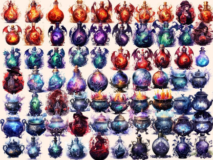 Witch Potions Watercolor Clipart cauldron clipart - Wonders Artist