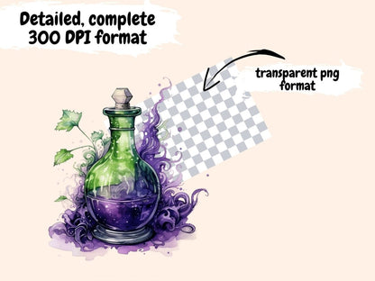 Witch Potions Watercolor Clipart cauldron clipart - Wonders Artist