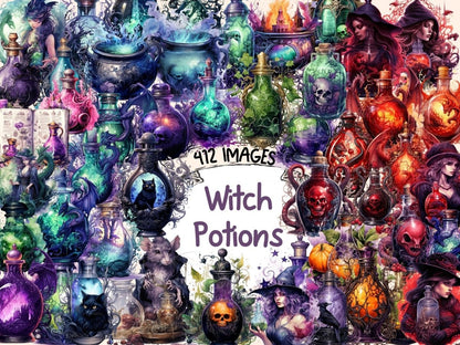 Witch Potions Watercolor Clipart cauldron clipart - Wonders Artist