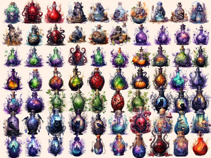 Witch Potions Watercolor Clipart cauldron clipart - Wonders Artist