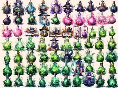 Witch Potions Watercolor Clipart cauldron clipart - Wonders Artist