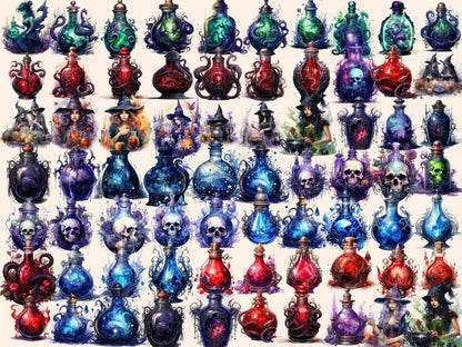 Witch Potions Watercolor Clipart cauldron clipart - Wonders Artist