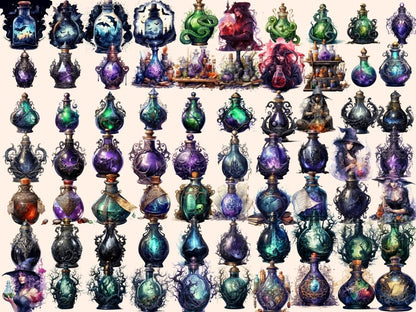 Witch Potions Watercolor Clipart cauldron clipart - Wonders Artist