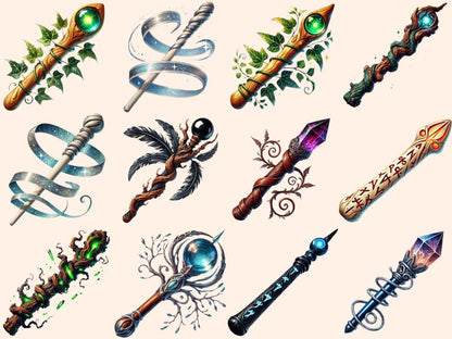 Witchcraft Wands Clipart digital witchcraft - Wonders Artist