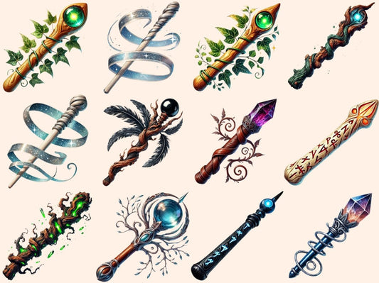 Witchcraft Wands Clipart