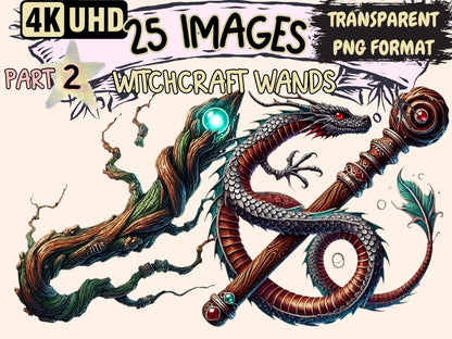 Witchcraft Wands (P2) Clipart digital witchcraft - Wonders Artist