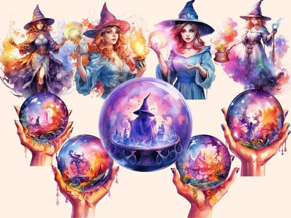 Witches Watercolor Clipart fairytale clipart - Wonders Artist