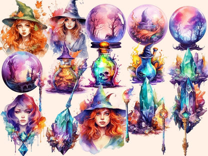 Witches Watercolor Clipart fairytale clipart - Wonders Artist