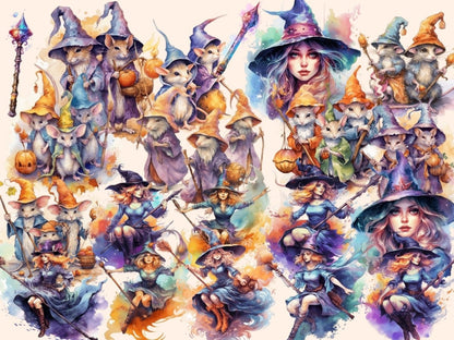 Witches Watercolor Clipart fairytale clipart - Wonders Artist