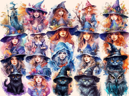 Witches Watercolor Clipart fairytale clipart - Wonders Artist