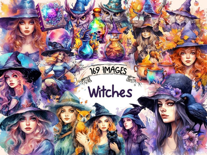 Witches Watercolor Clipart fairytale clipart - Wonders Artist