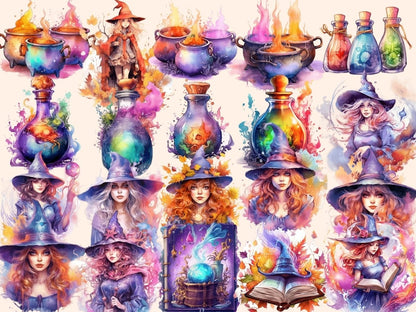 Witches Watercolor Clipart fairytale clipart - Wonders Artist