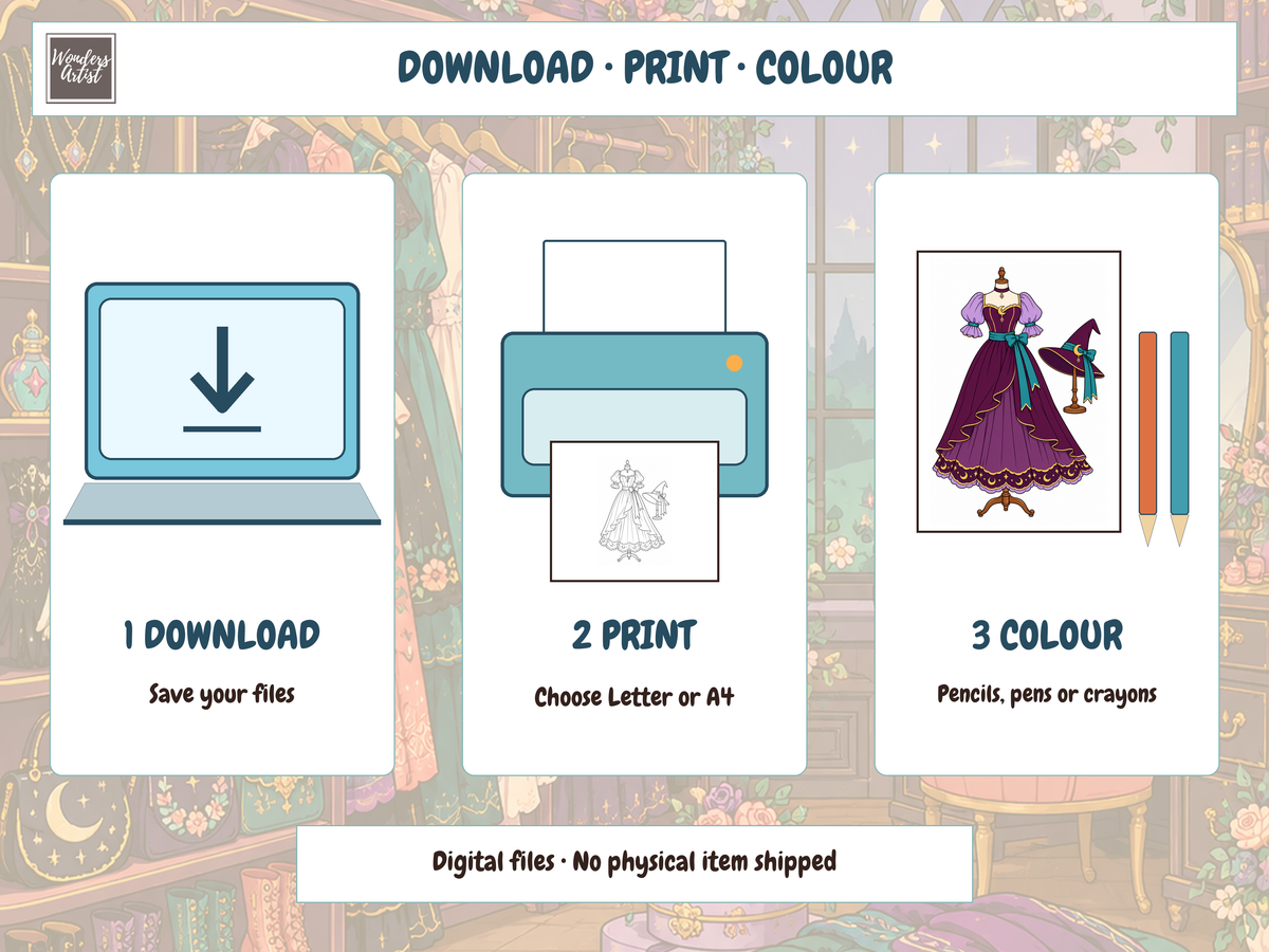 Witchy Fashion Coloring Book — digital download