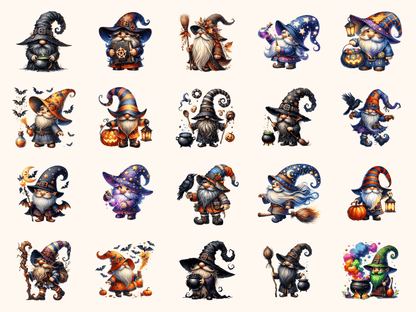 Witchy Gnomes Clipart All Bundles Clipart Line Art - WondersArtist