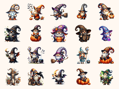 Witchy Gnomes Clipart All Bundles Clipart Line Art - WondersArtist