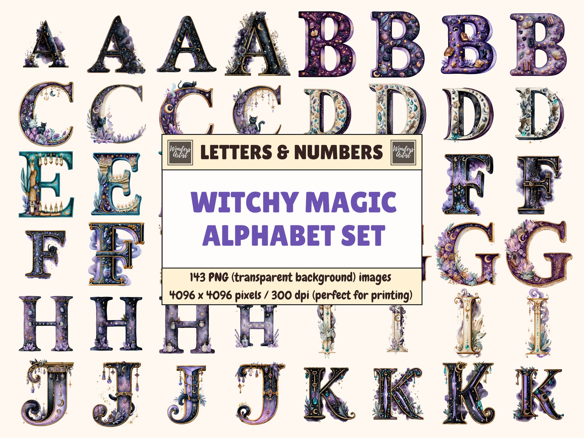 Witchy Magic Alphabet & Numbers