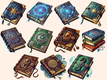 Wizard Books Clipart digital spellbook - Wonders Artist