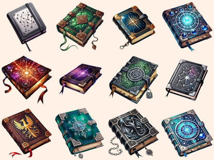 Wizard Books Clipart digital spellbook - Wonders Artist