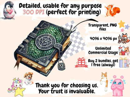 Wizard Books Clipart digital spellbook - Wonders Artist