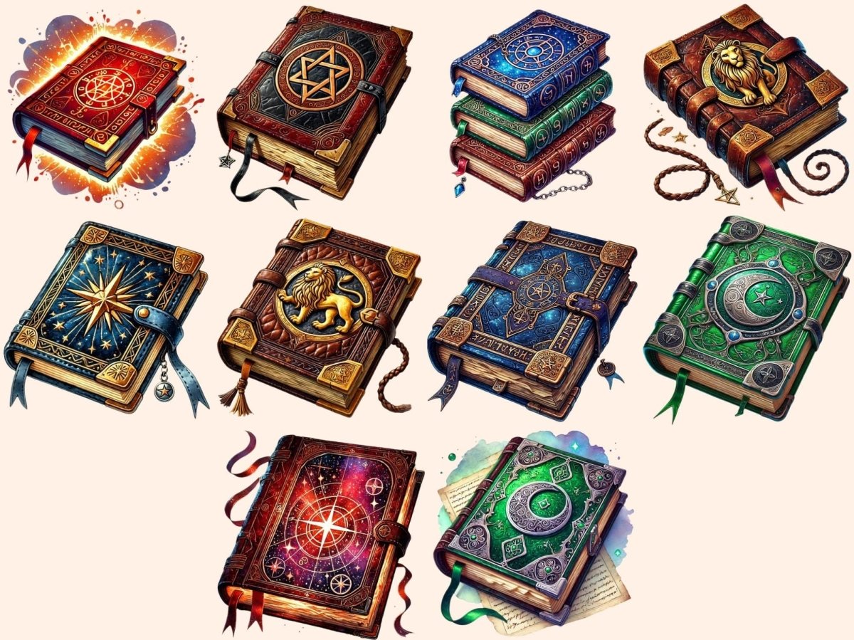 Wizard Books (P2) Clipart digital spellbook - Wonders Artist