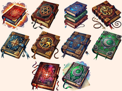 Wizard Books (P2) Clipart digital spellbook - Wonders Artist