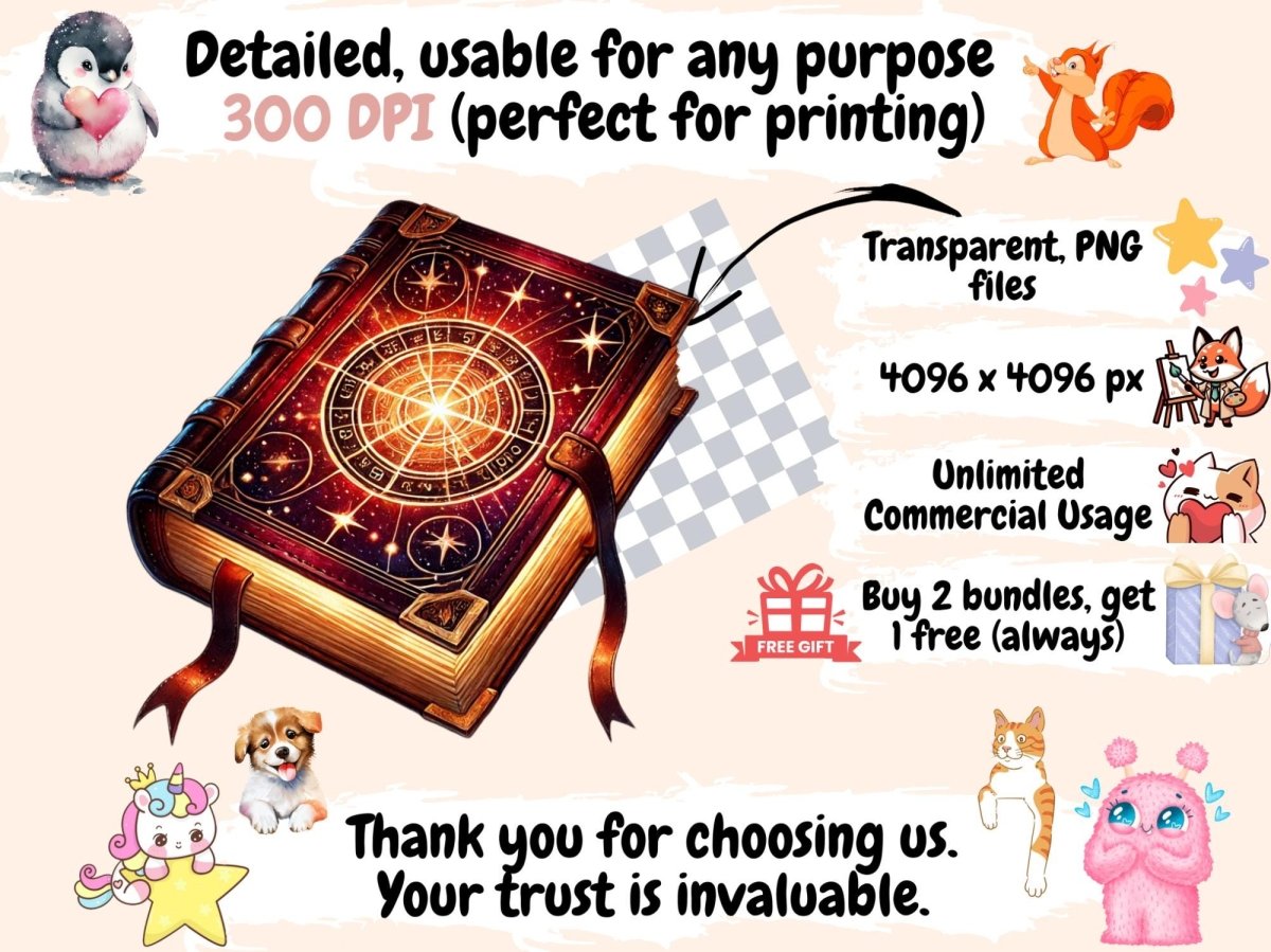 Wizard Books (P2) Clipart digital spellbook - Wonders Artist