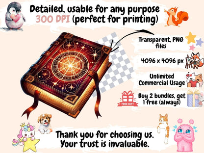 Wizard Books (P2) Clipart digital spellbook - Wonders Artist