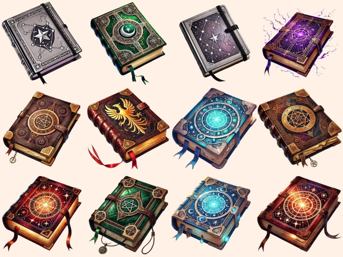 Wizard Books (P2) Clipart digital spellbook - Wonders Artist