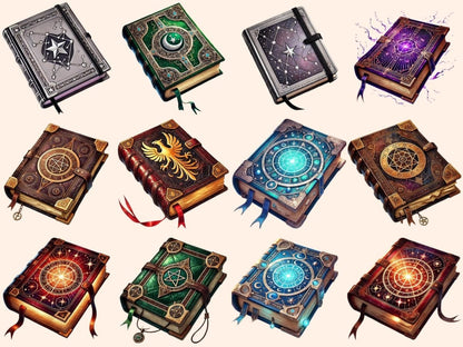 Wizard Books (P2) Clipart digital spellbook - Wonders Artist