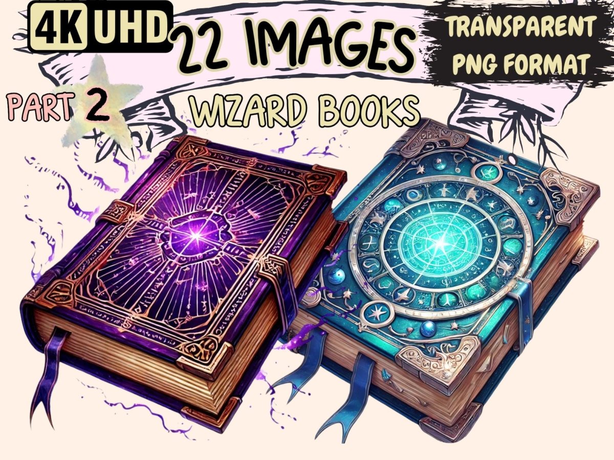Wizard Books (P2) Clipart digital spellbook - Wonders Artist