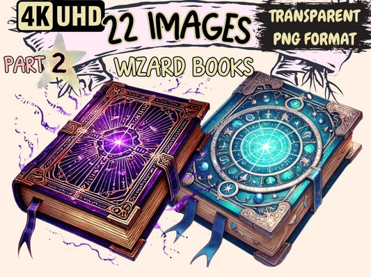 Wizard Books (P2) Clipart digital spellbook - Wonders Artist