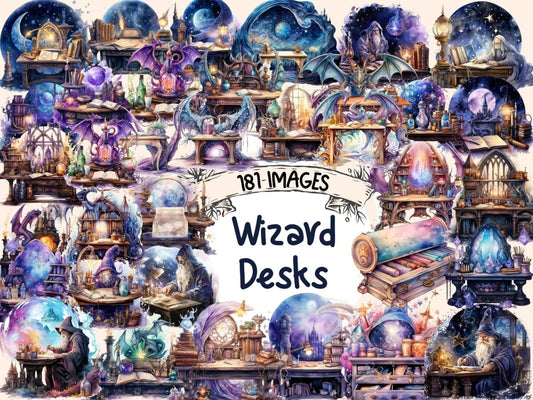 Wizard Desks Watercolor Clipart fairytale clipart - Wonders Artist