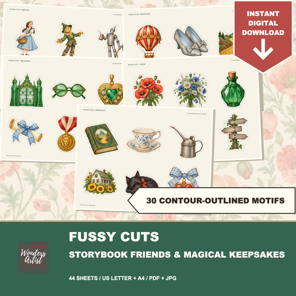 Wizard of Oz Journal Kit — fussy cuts labels