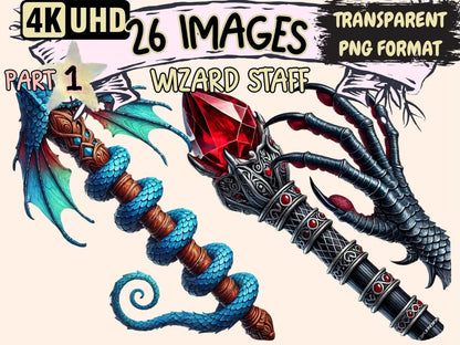 Wizard Staff Clipart Enchanted Staff PNG - Wonders Artist