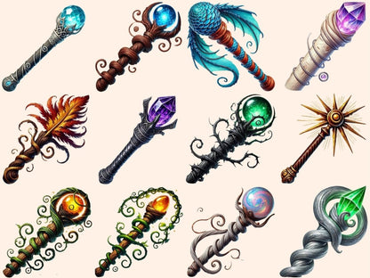 Wizard Staff Clipart Enchanted Staff PNG - Wonders Artist