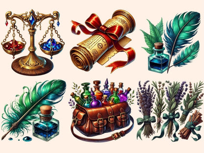 Wizard Supplies Clipart Alchemy Tools PNG - Wonders Artist
