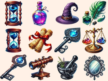 Wizard Supplies (P2) Clipart Alchemy Tools PNG - Wonders Artist