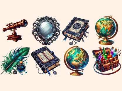 Wizard Supplies (P2) Clipart Alchemy Tools PNG - Wonders Artist