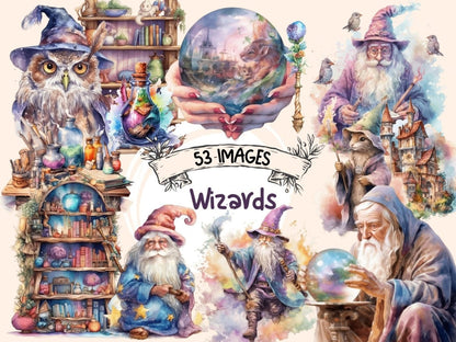 Wizards Watercolor Clipart fairytale clipart - Wonders Artist