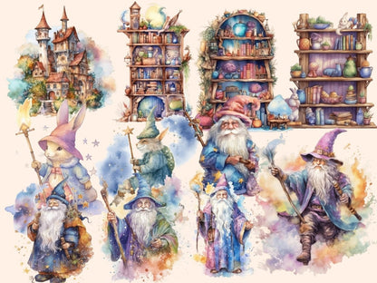 Wizards Watercolor Clipart fairytale clipart - Wonders Artist