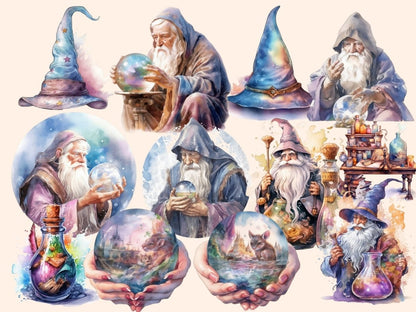 Wizards Watercolor Clipart fairytale clipart - Wonders Artist