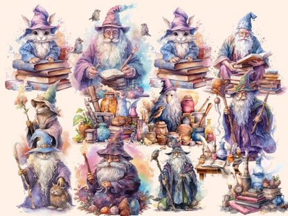 Wizards Watercolor Clipart fairytale clipart - Wonders Artist