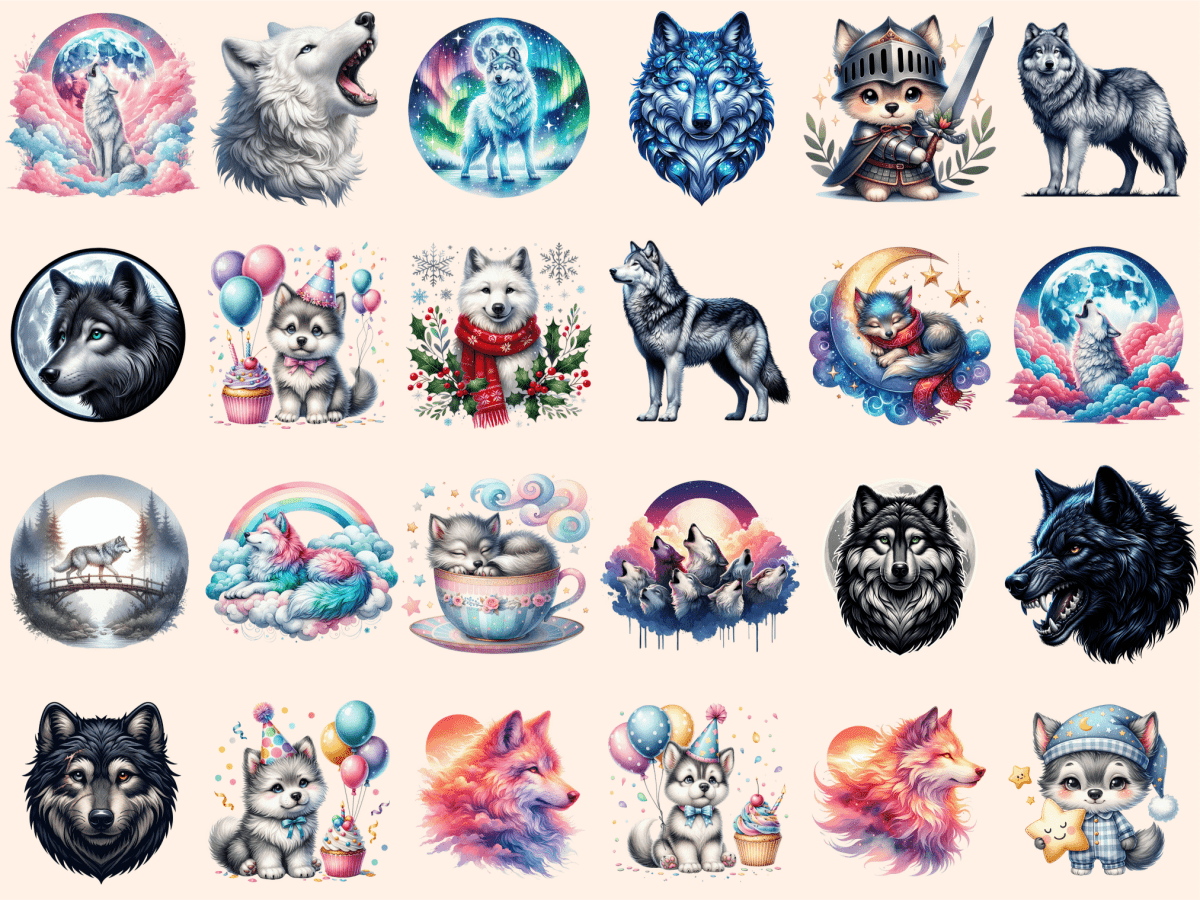 Wolves Clipart autopost Cute wolf art Digital wolf art - WondersArtist